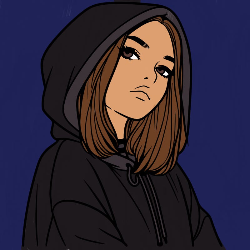 a realistic girl in a hoodie