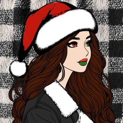 realistic girl in santa hat
