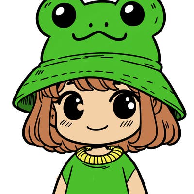 girl with frog hat