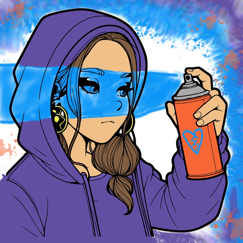 a realistic girl, spray painting