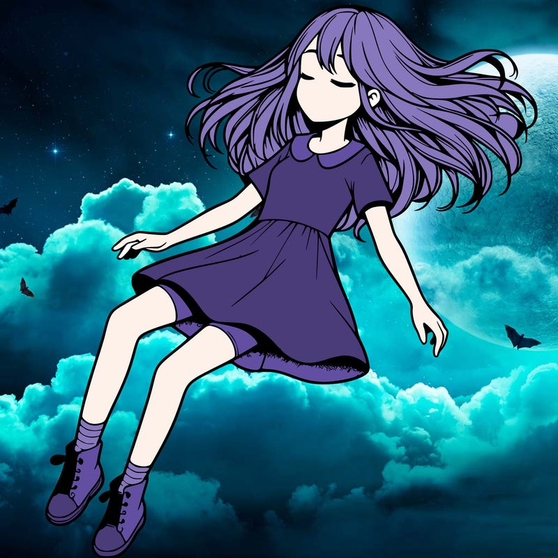 realistic girl floating