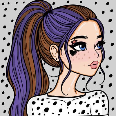 a beautiful and realistic girl with a high pony tail