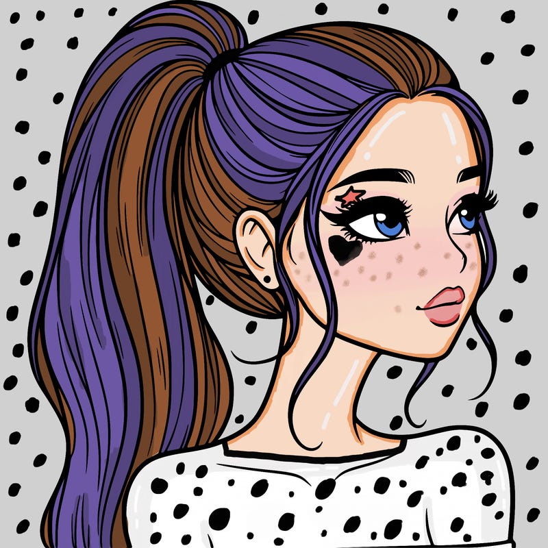 a beautiful and realistic girl with a high pony tail