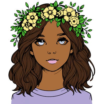realistic girl with flower crown