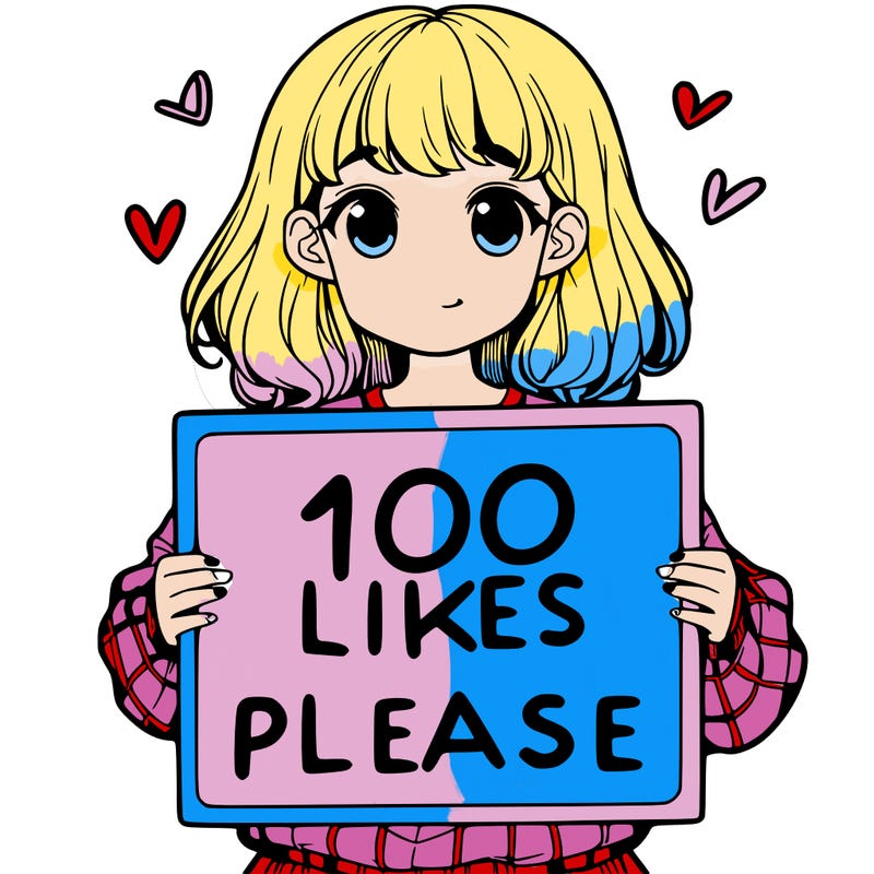 a girl holding a sign saying 100 likes please