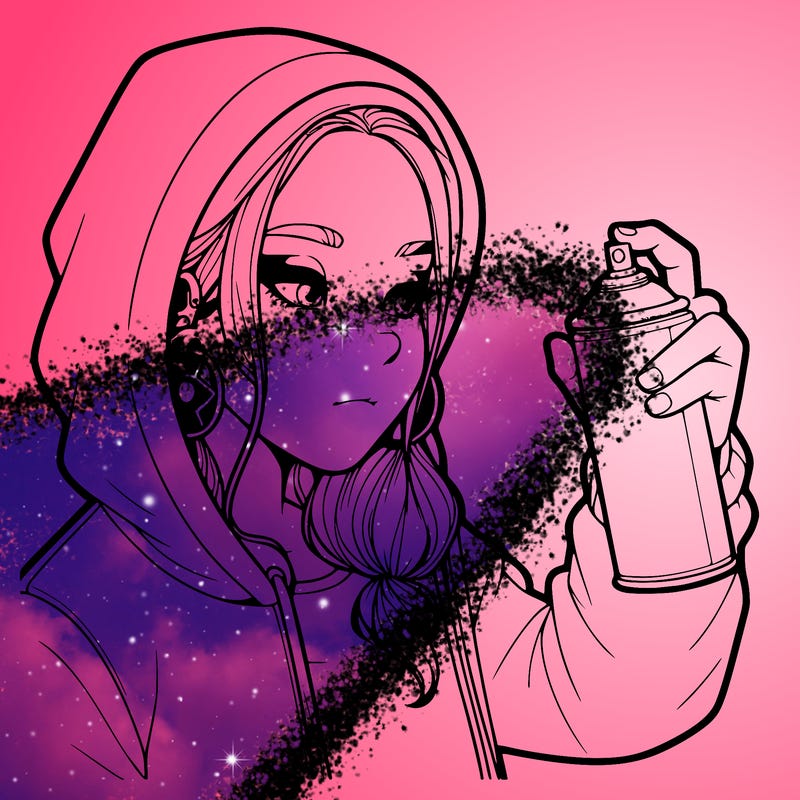 a realistic girl, spray painting