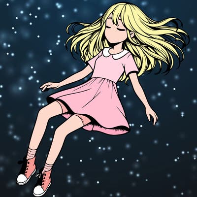 realistic girl floating