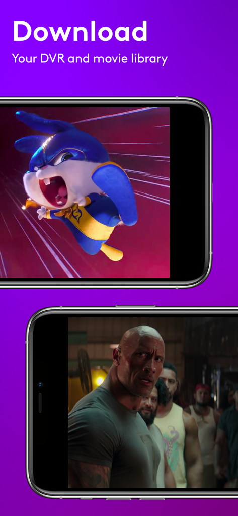Interface de l'application Xfinity Stream présentant la fonctionnalité de téléchargement des enregistrements DVR et des films pour un visionnage hors ligne sur les appareils mobiles.