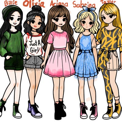 a group of five girls