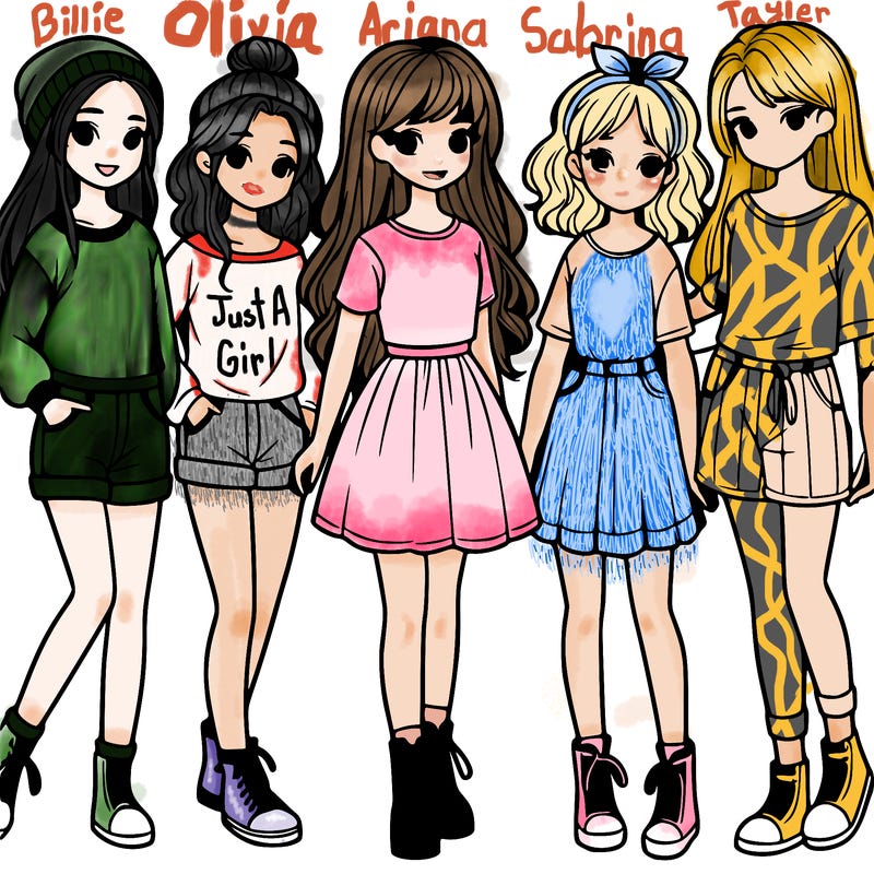 a group of five girls