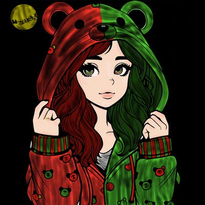 realistic girl in a animal pjs hoodie