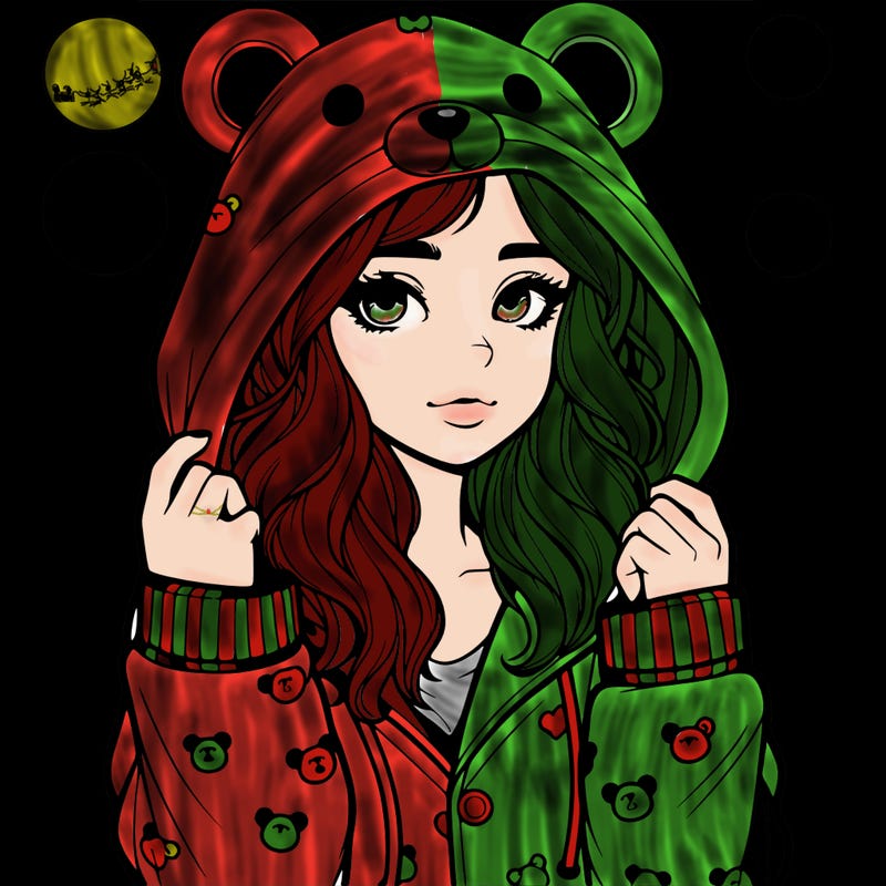 realistic girl in a animal pjs hoodie