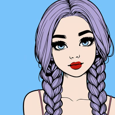 realistic girl with braids