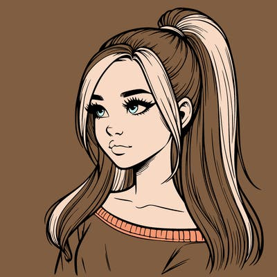 realistic girl with a high ponytail