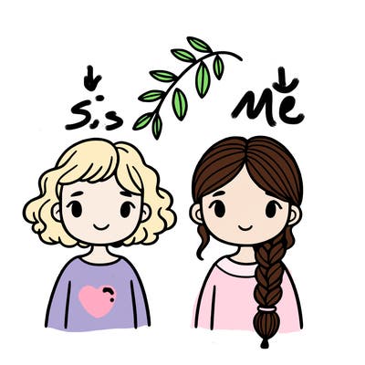 two girls one with short curly hair and the other with one braid