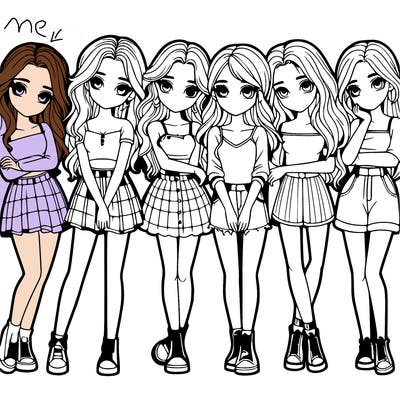 a group of girls realistic