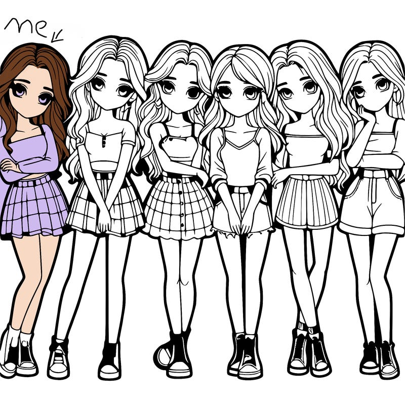 a group of girls realistic