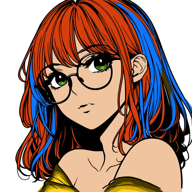 manga woman character with glasses and nice lips