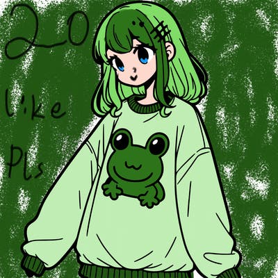 girl wearing frogging sweatshirt