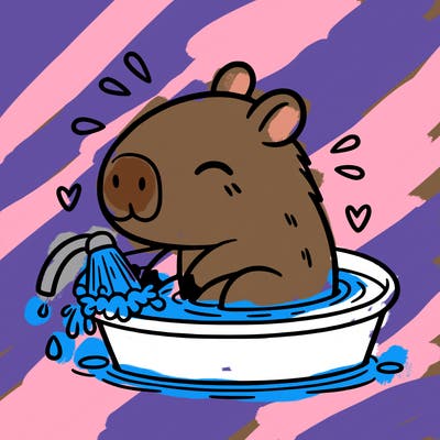 capybara taking a bath