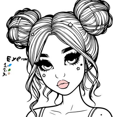 realistic girl with space buns