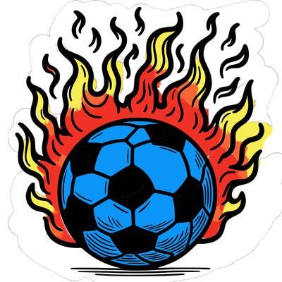 a flaming soccer ball