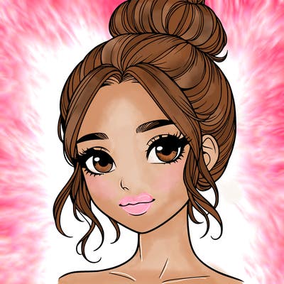 realistic pretty girl with hair in bun