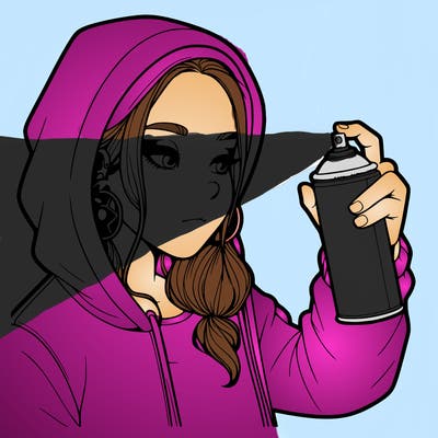 a realistic girl, spray painting