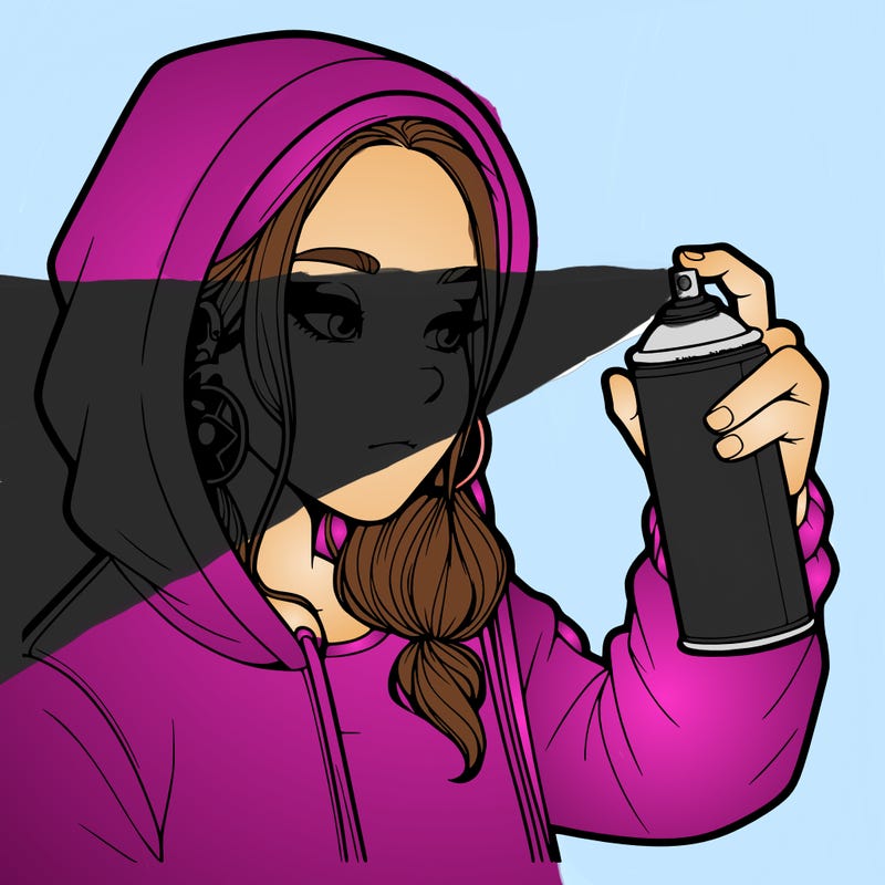 a realistic girl, spray painting