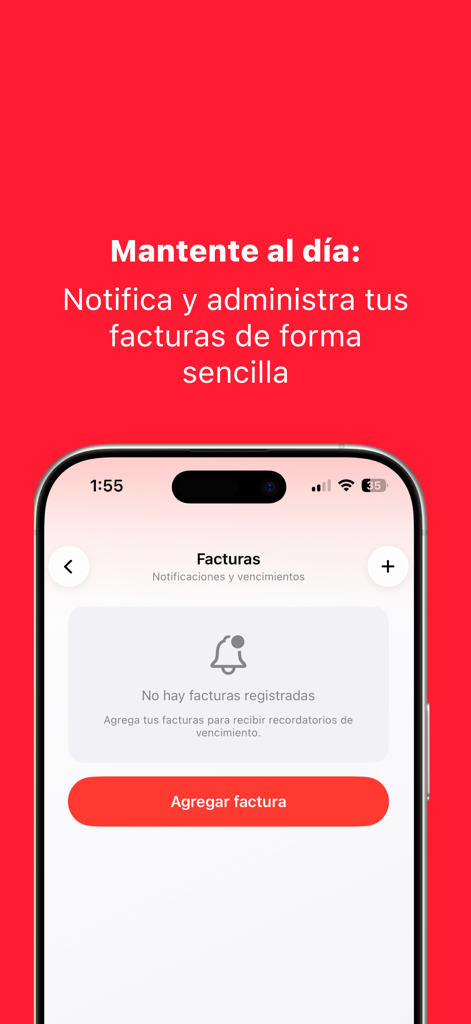 iPhone screenshot of the IGV Peru Tool showing the invoice tracking and management interface with an option to add new records