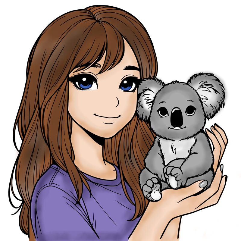 a realistic girl holding a koala