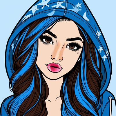 realistic beautiful girl with a hood on