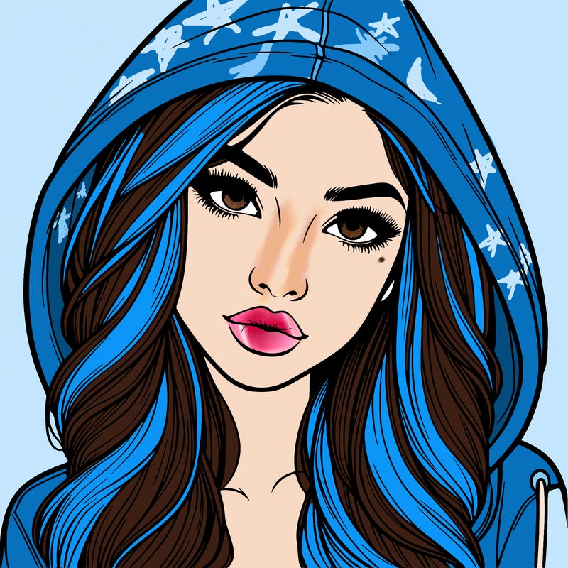 realistic beautiful girl with a hood on