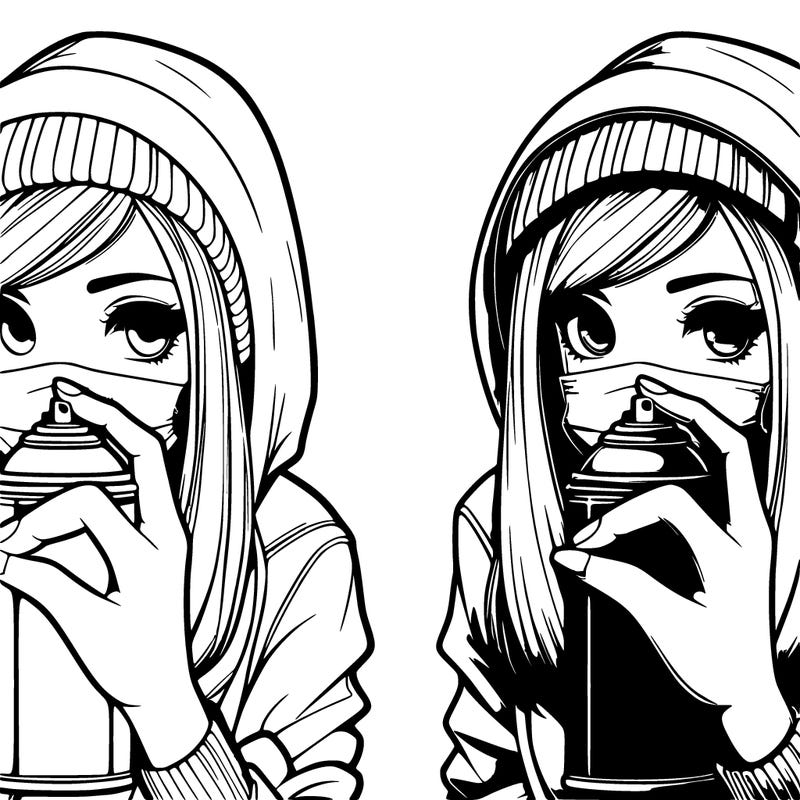 realistic girl spray painting