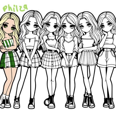 a group of girls realistic