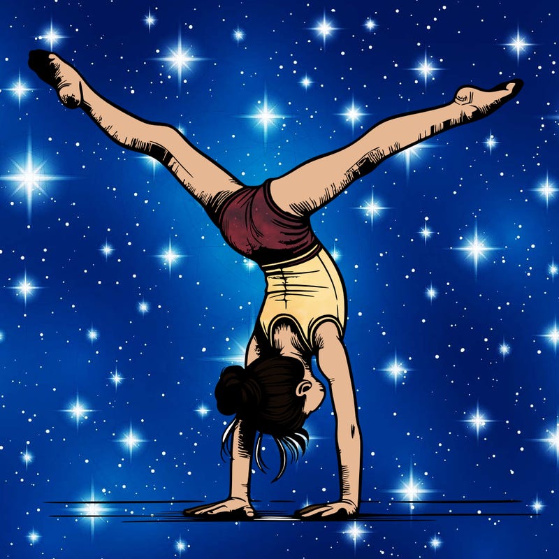 realistic gymnastic hand stand girl in four splits