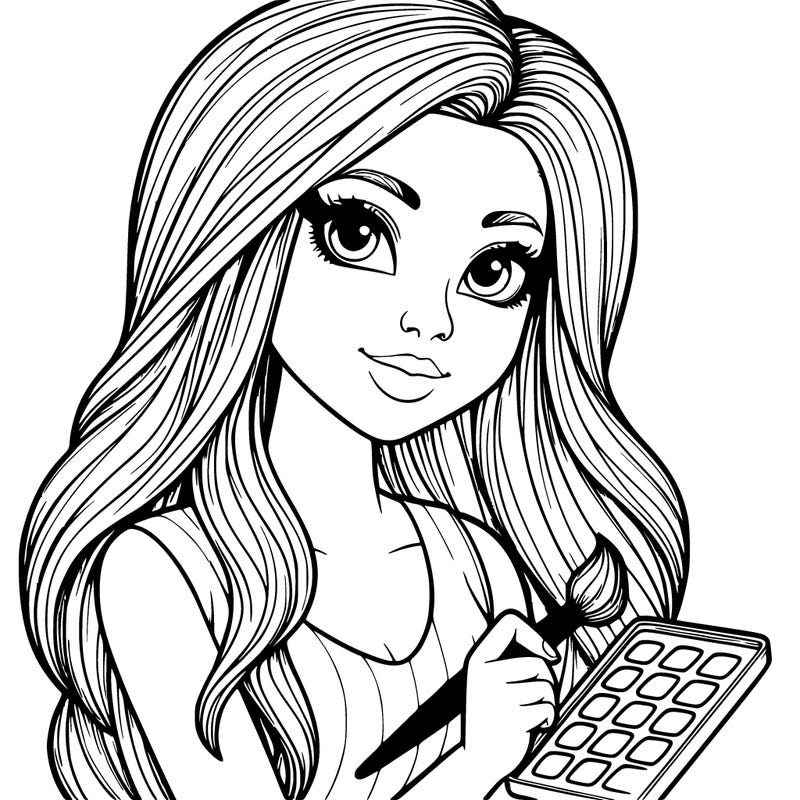 realistic girl with a paintbrush