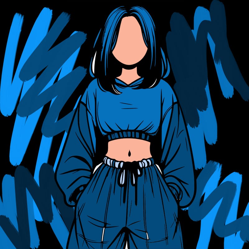 realistic girl faceless with baggy pants and a crop top