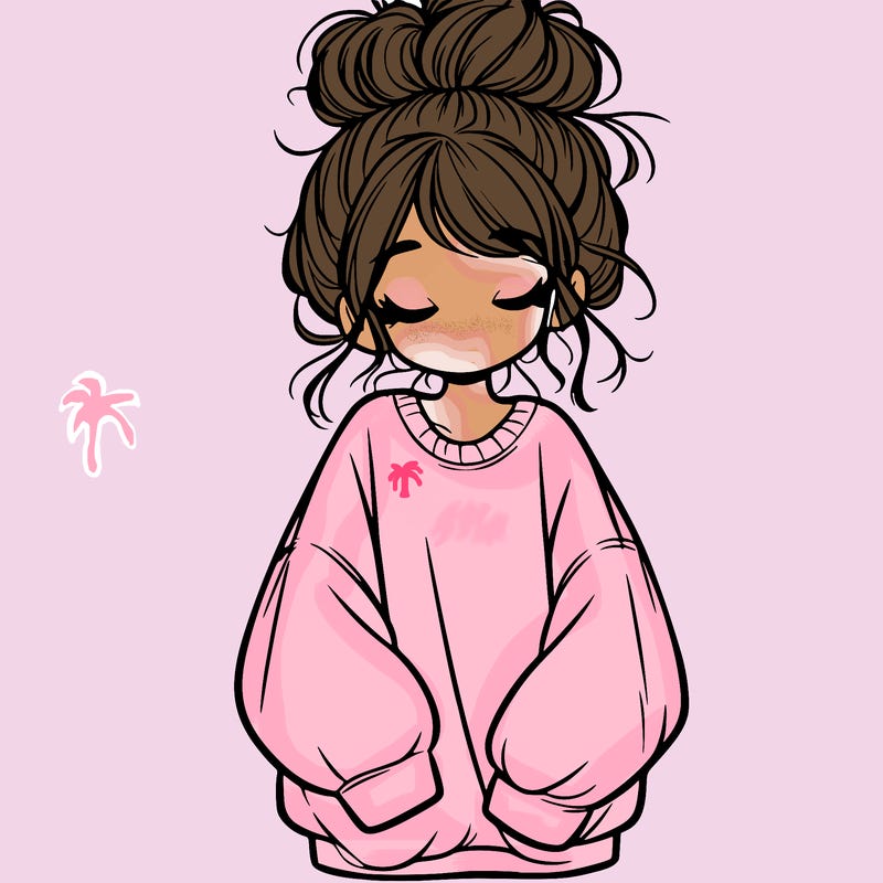 girl with baggy sweatshirt and messy bun