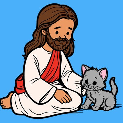 jesus and a kitten
