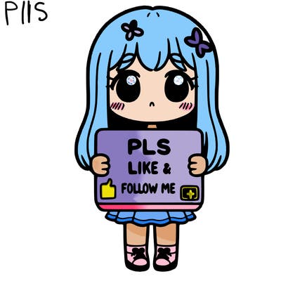 girl holding a sign that says pls like and follow me