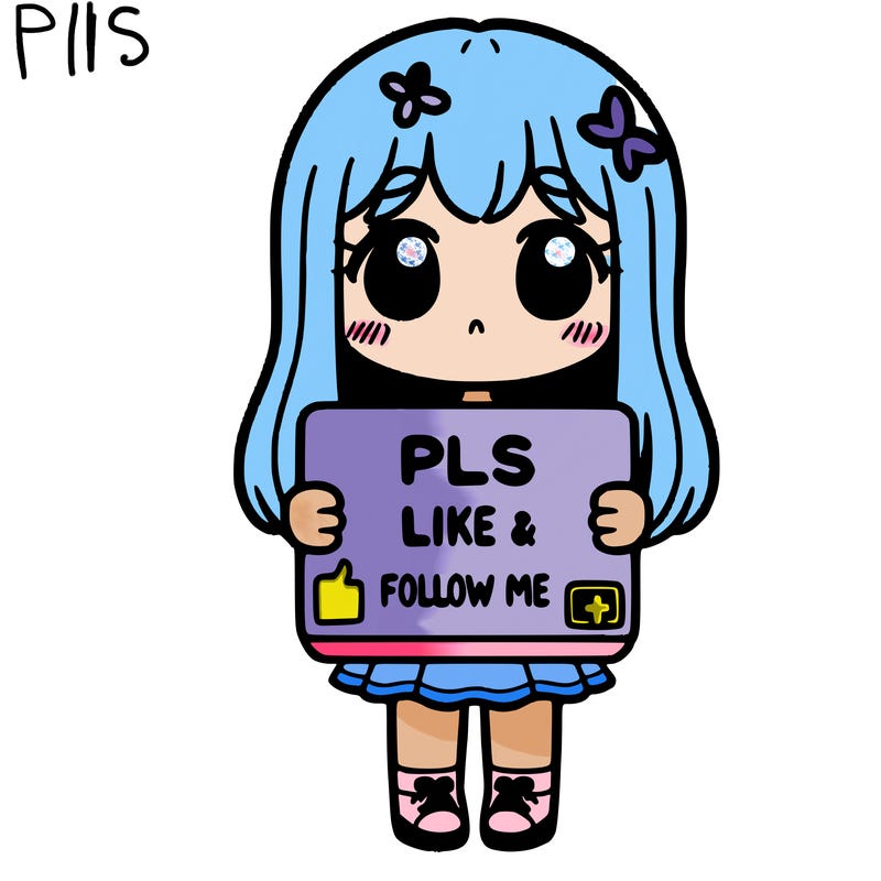 girl holding a sign that says pls like and follow me
