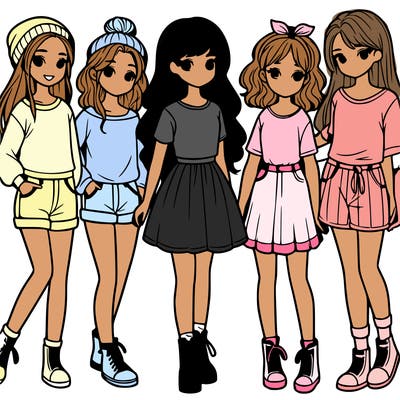 a group of five girls