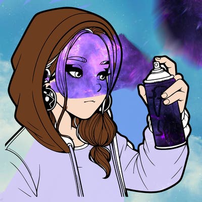 a realistic girl, spray painting