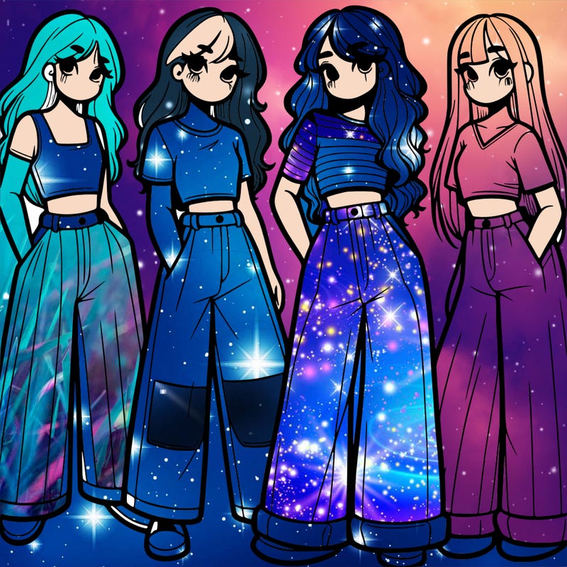 girls with wide pants and a croc top