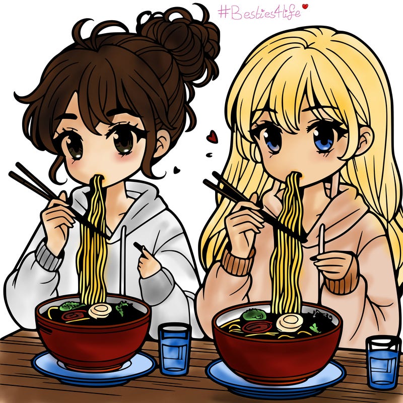 girls eating ramen