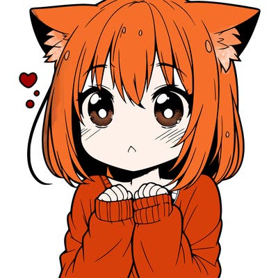 shy anime catgirl