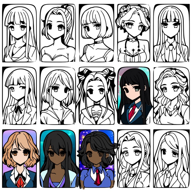 girls that look diffrent anime