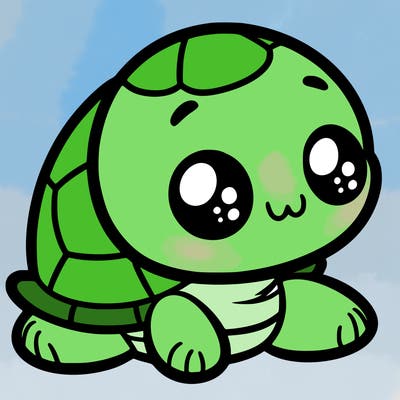 cute little animated turtle