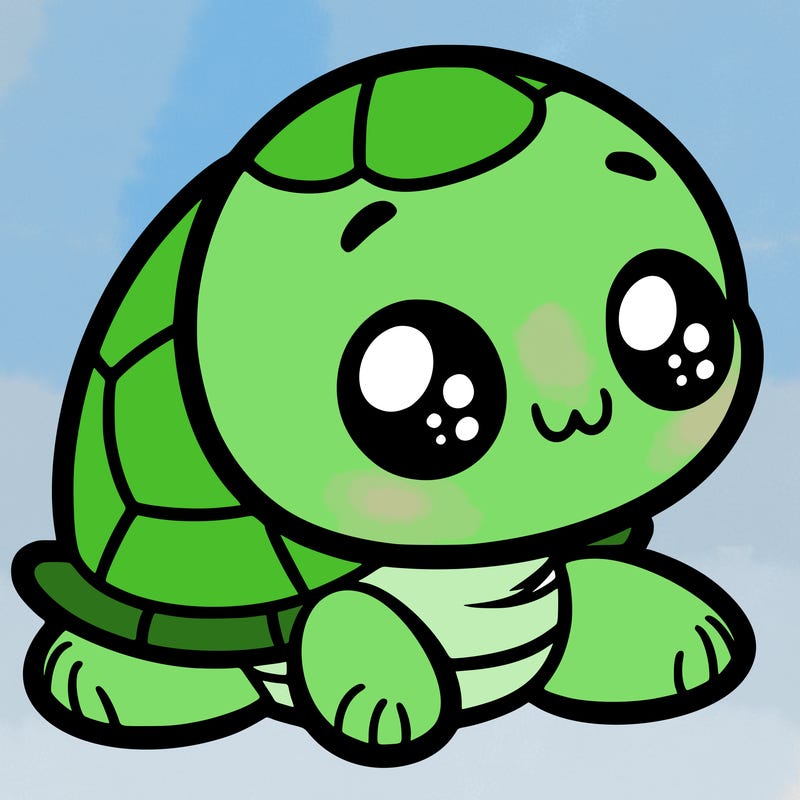 cute little animated turtle